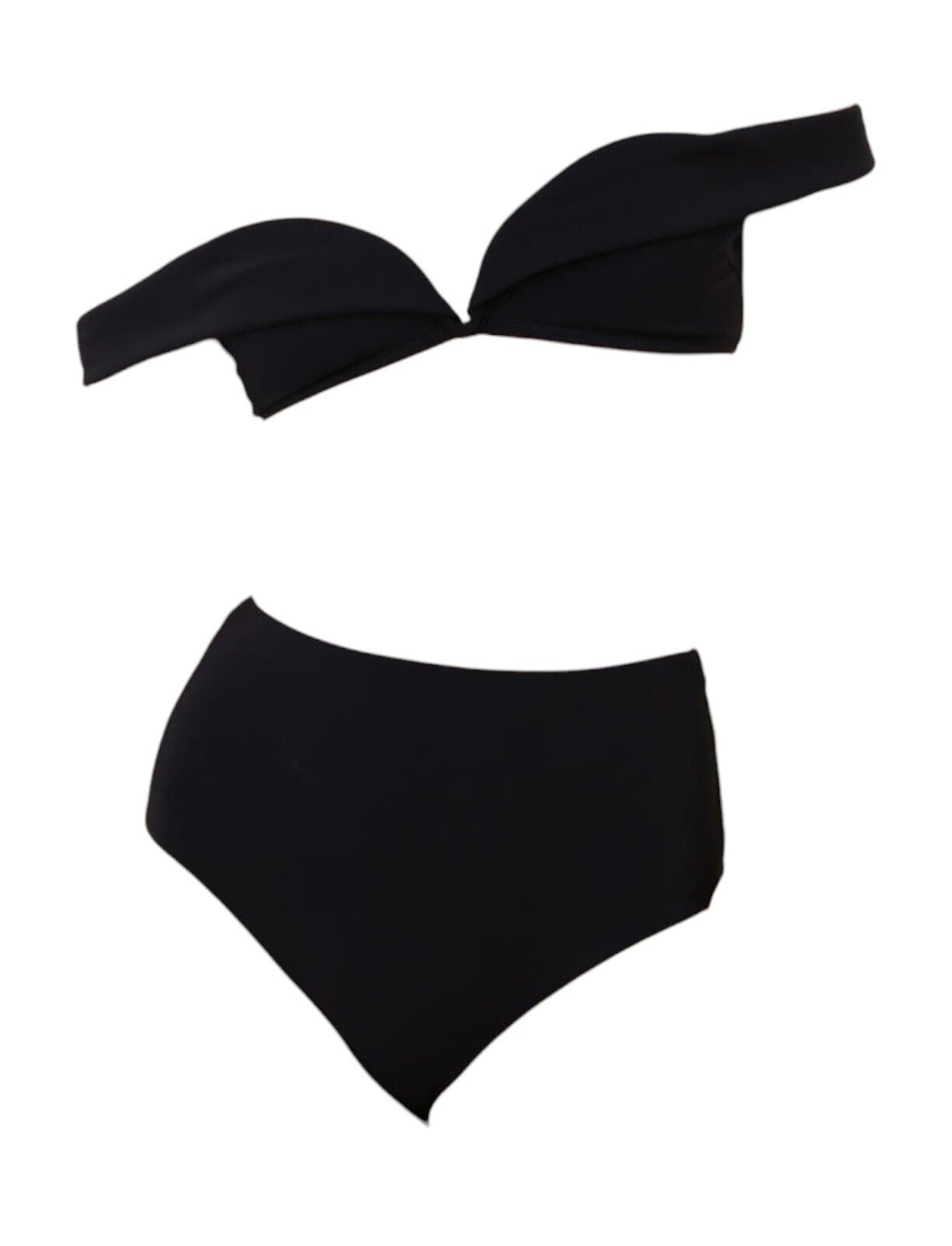Zimmermann Lexi Off Shoulder Bikini | Black, High Rise, Sweetheart, Boned, Strap