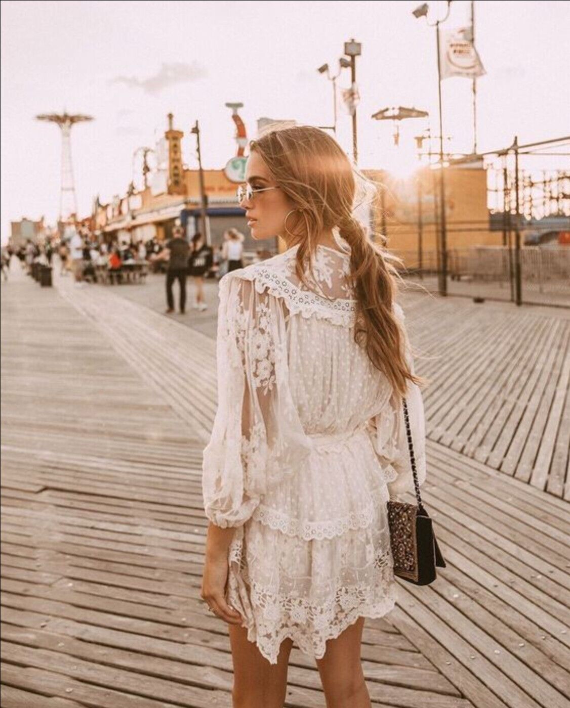 Spell and The Gypsy Collective |Dawn Lace Mini Skirt, Cream, Sz M, Elastic Waist
