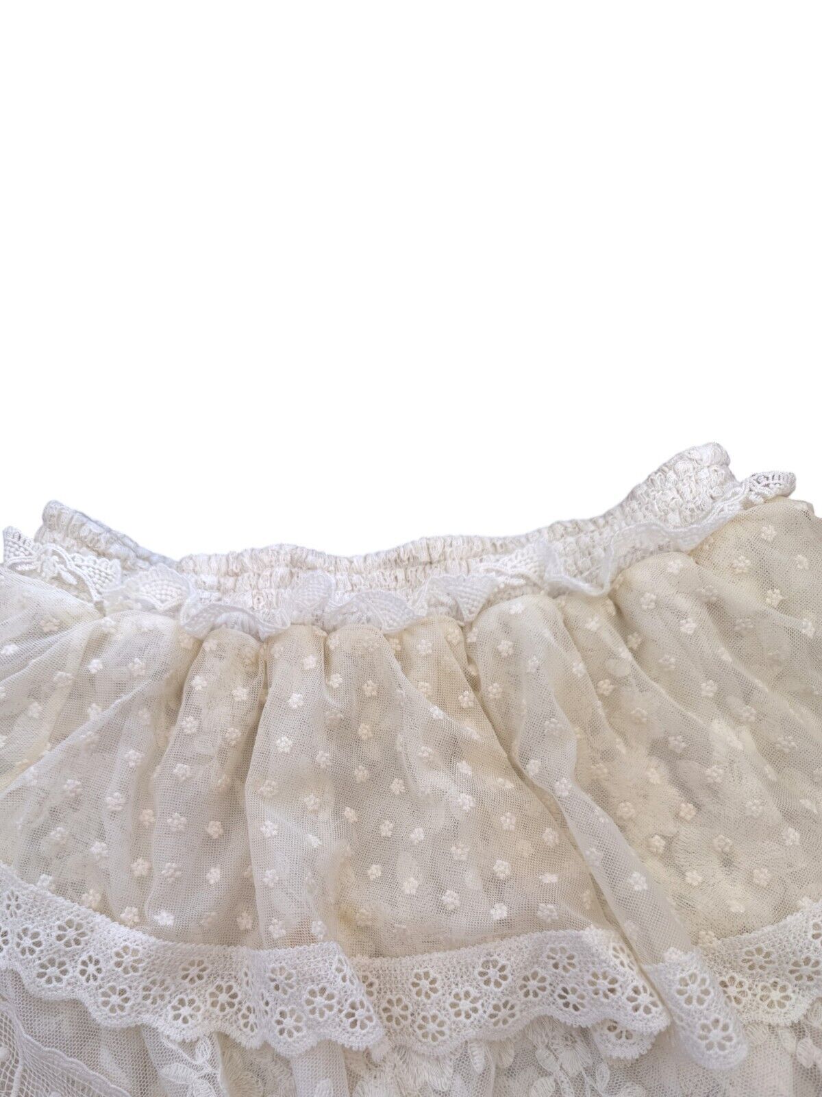 Spell and The Gypsy Collective |Dawn Lace Mini Skirt, Cream, Sz M, Elastic Waist