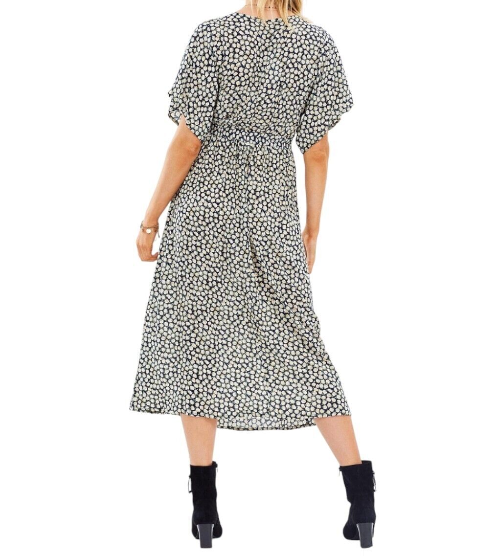 FAITHFUL THE BRAND Magda Midi Dress | Sz 14, Yellow Floral, Cut Out Bodice, Soft