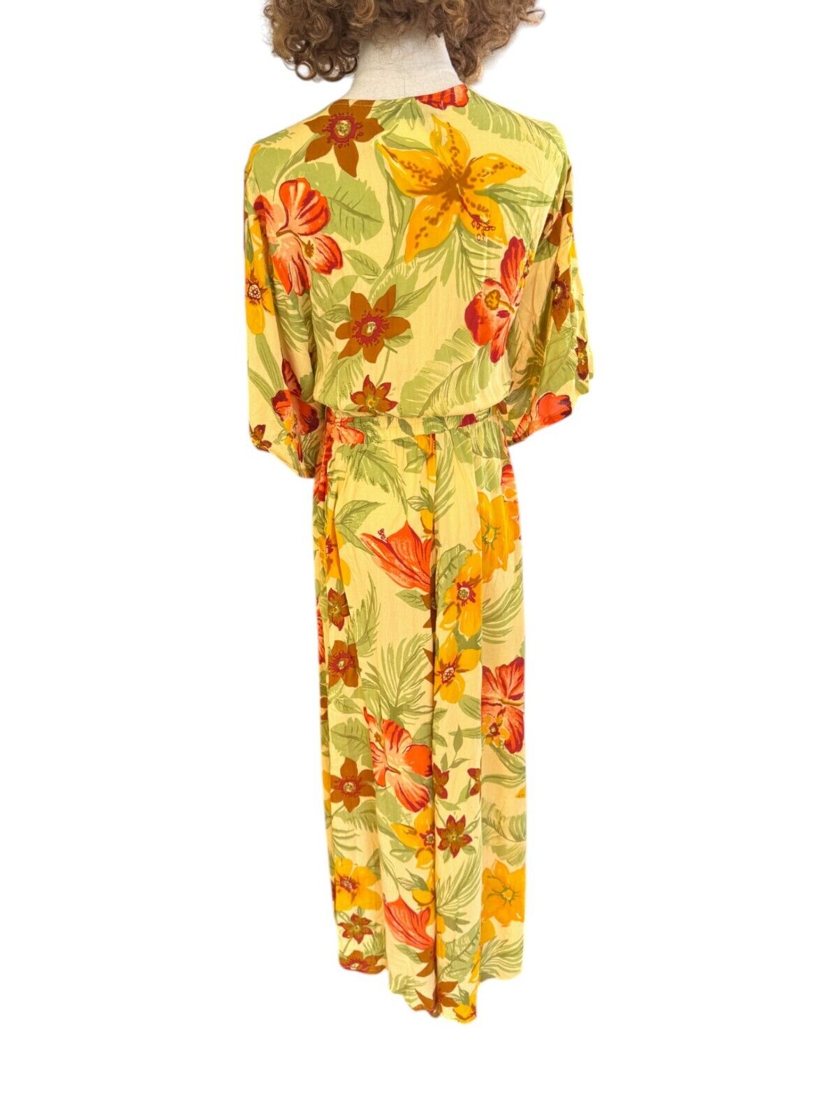 FAITHFUL THE BRAND Magda Midi Dress | Sz 14, Yellow Floral, Cut Out Bodice, Soft