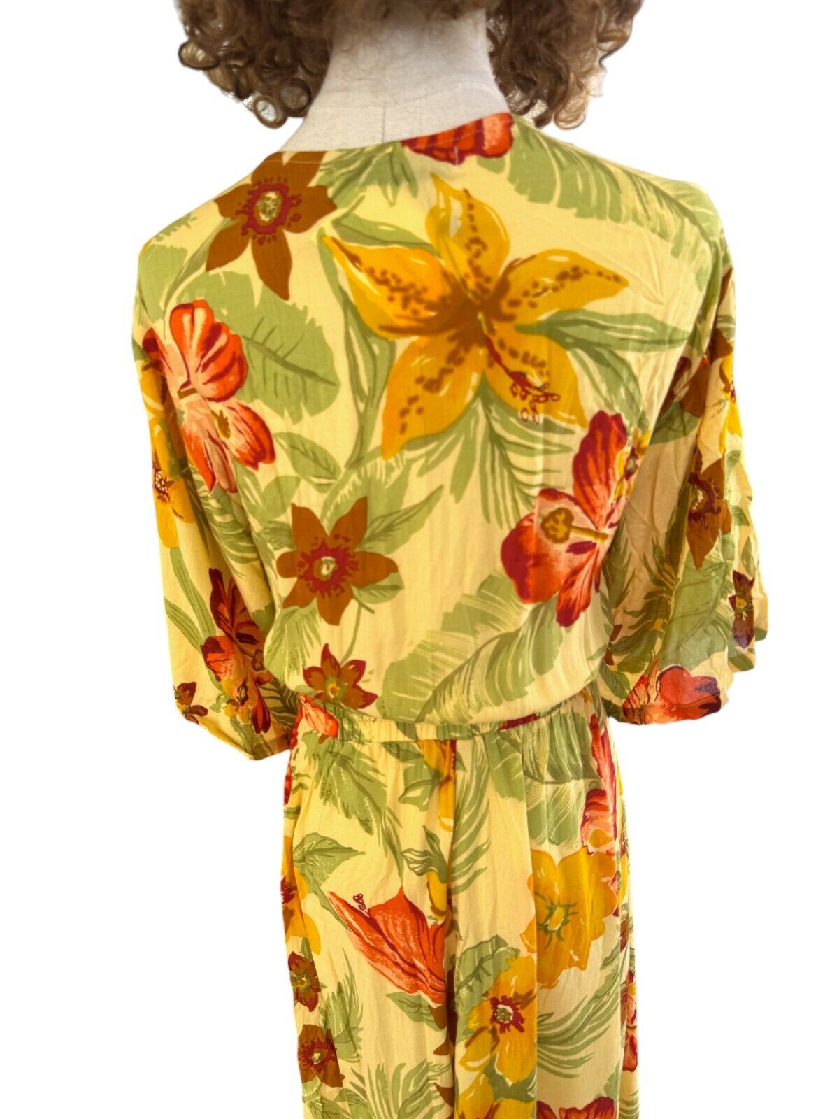 FAITHFUL THE BRAND Magda Midi Dress | Sz 14, Yellow Floral, Cut Out Bodice, Soft