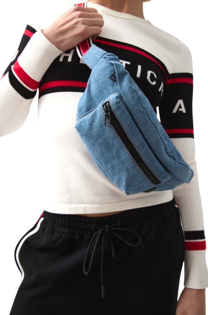 Aje. Athletica Denim Logotape Crossbody 943 Bag | Red Strap, Cotton, Pockets