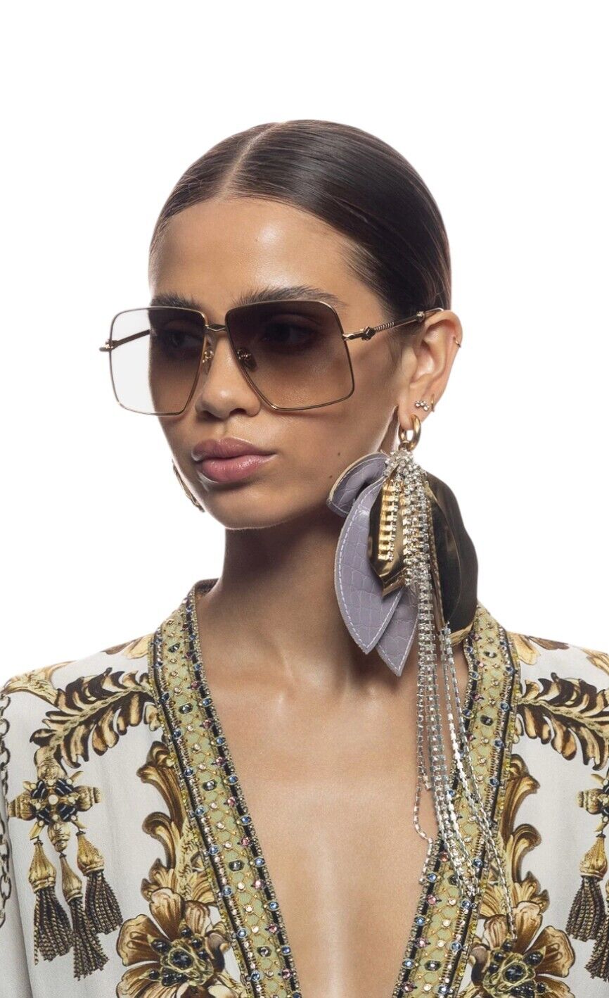 Camilla  Step On Board Sunglasses | Aviator, Brown Lenses, Gold Metal, Oversized