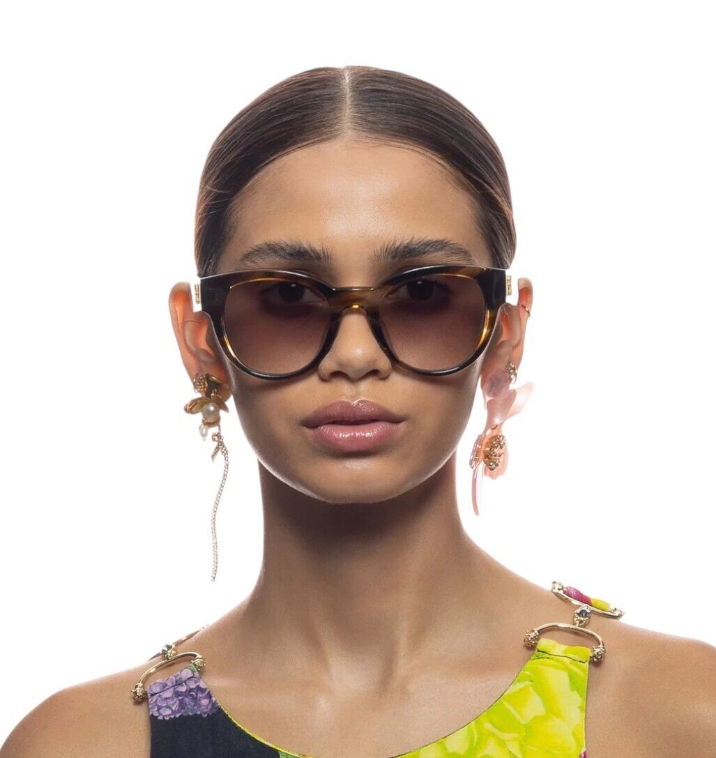 Camilla Sunday In the City Sunglasses | Brown/Blue Arms, Large, Round, Acetate