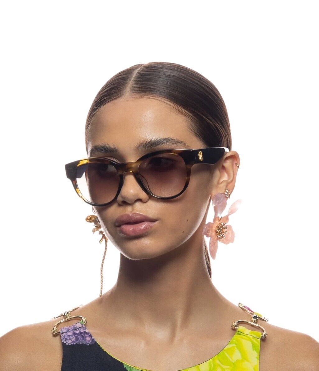 Camilla Sunday In the City Sunglasses | Brown/Blue Arms, Large, Round, Acetate