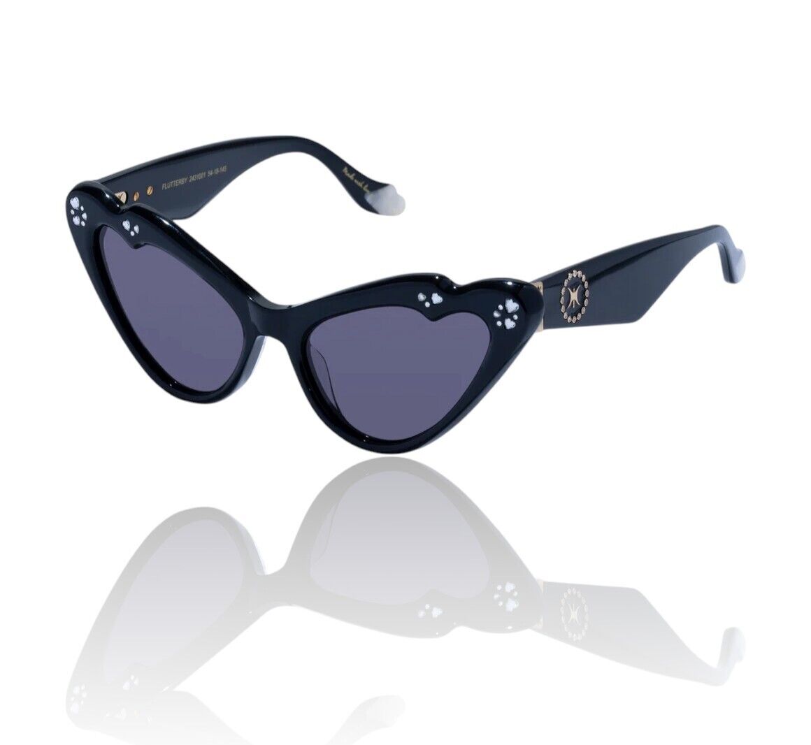 Camilla Flutterby Sunglasses |Black Acetate, Crystal, Jaguar, Cat Eye/Buttefly,
