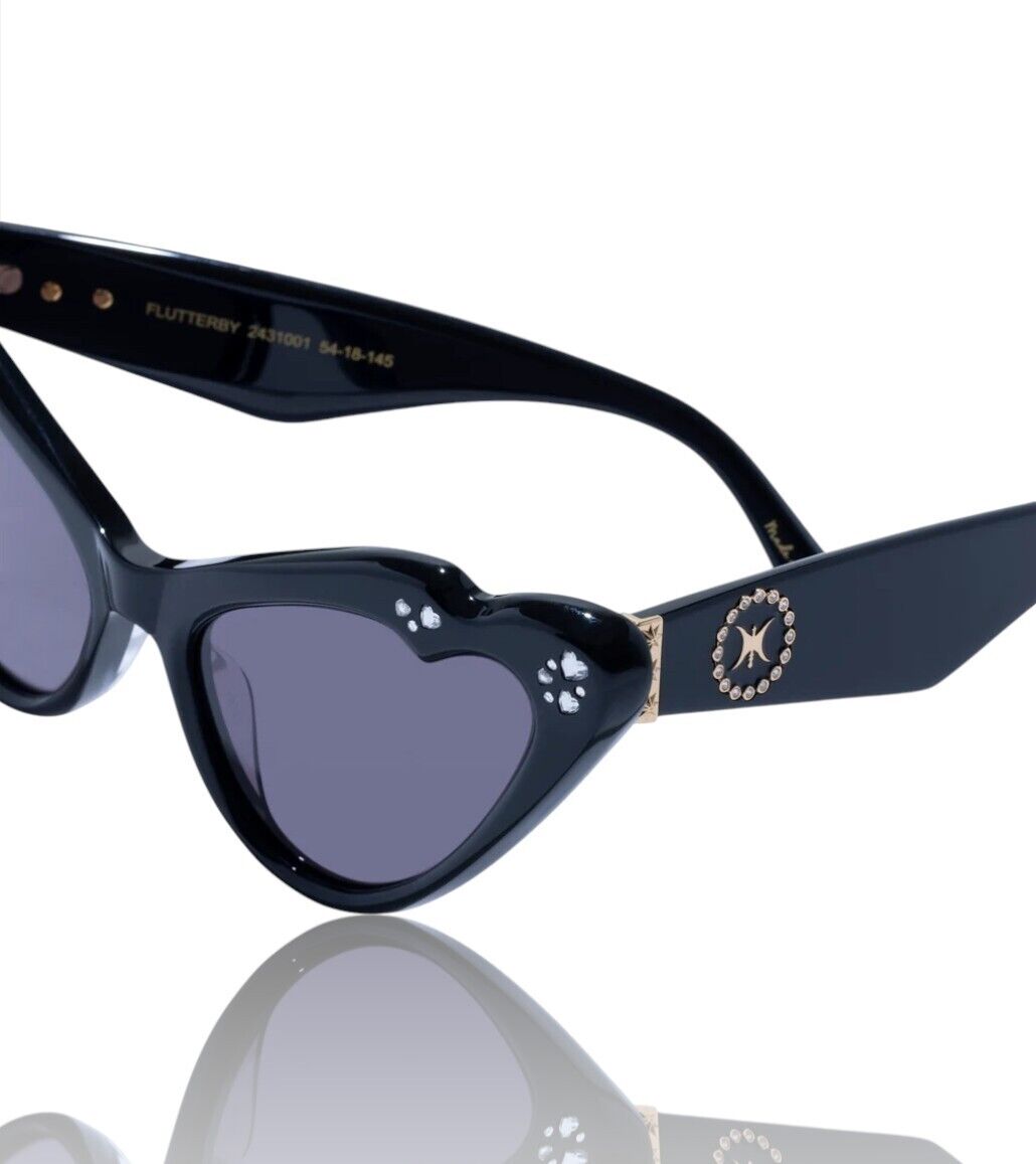 Camilla Flutterby Sunglasses |Black Acetate, Crystal, Jaguar, Cat Eye/Buttefly,