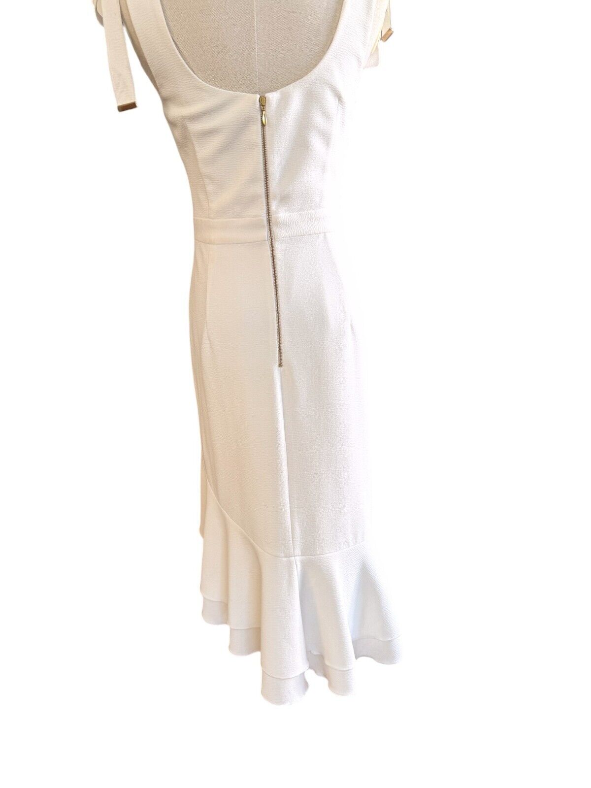 Rebecca Vallance Du Jour Dress | Sz 10, White/Ivory, Asymmetric, Tie Shoulders