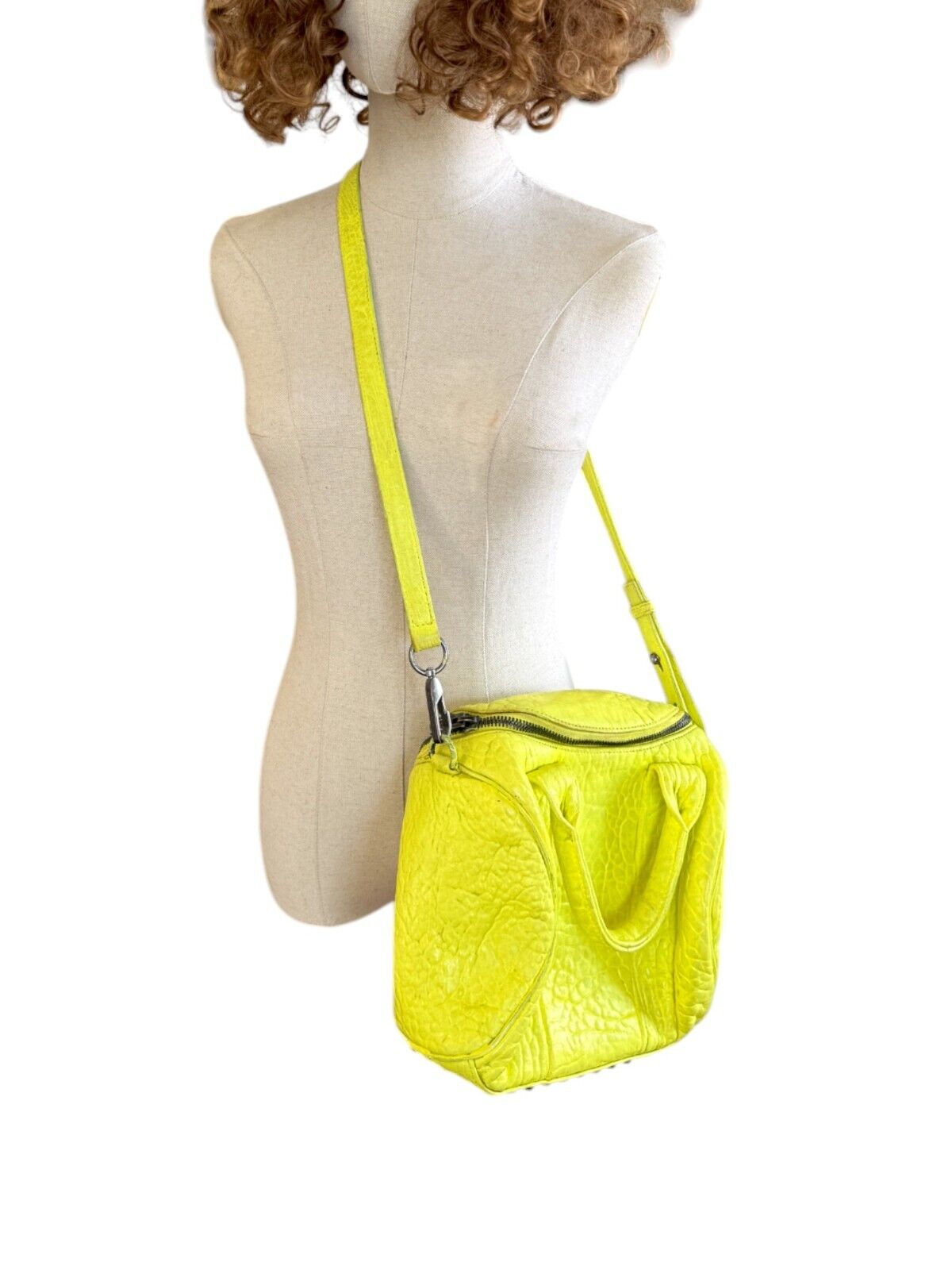 Alexander Wang Rocco Bag | Fluoro/neon Yellow/Silver, Leather, Silver, Crossbody