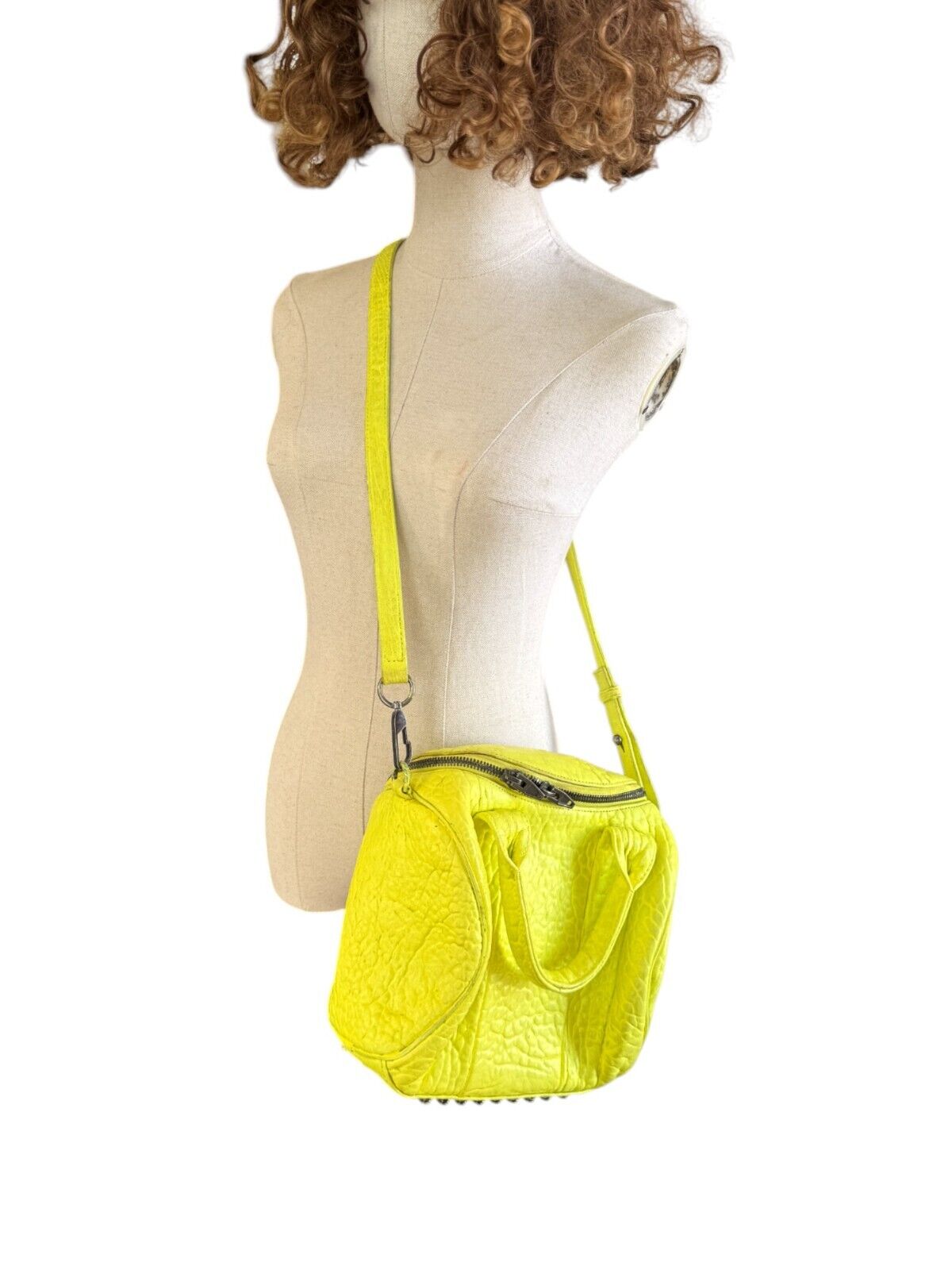 Alexander Wang Rocco Bag | Fluoro/neon Yellow/Silver, Leather, Silver, Crossbody