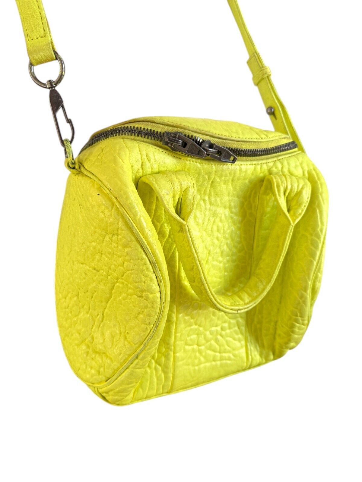 Alexander Wang Rocco Bag | Fluoro/neon Yellow/Silver, Leather, Silver, Crossbody