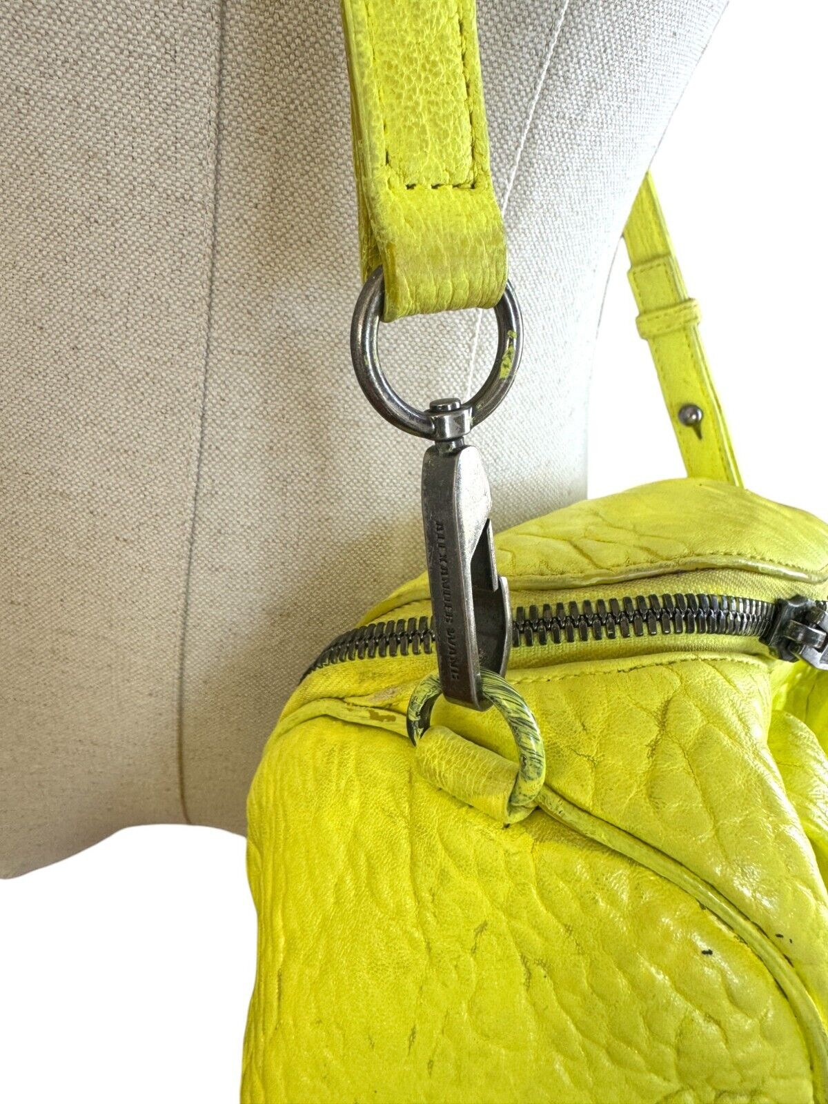 Alexander Wang Rocco Bag | Fluoro/neon Yellow/Silver, Leather, Silver, Crossbody