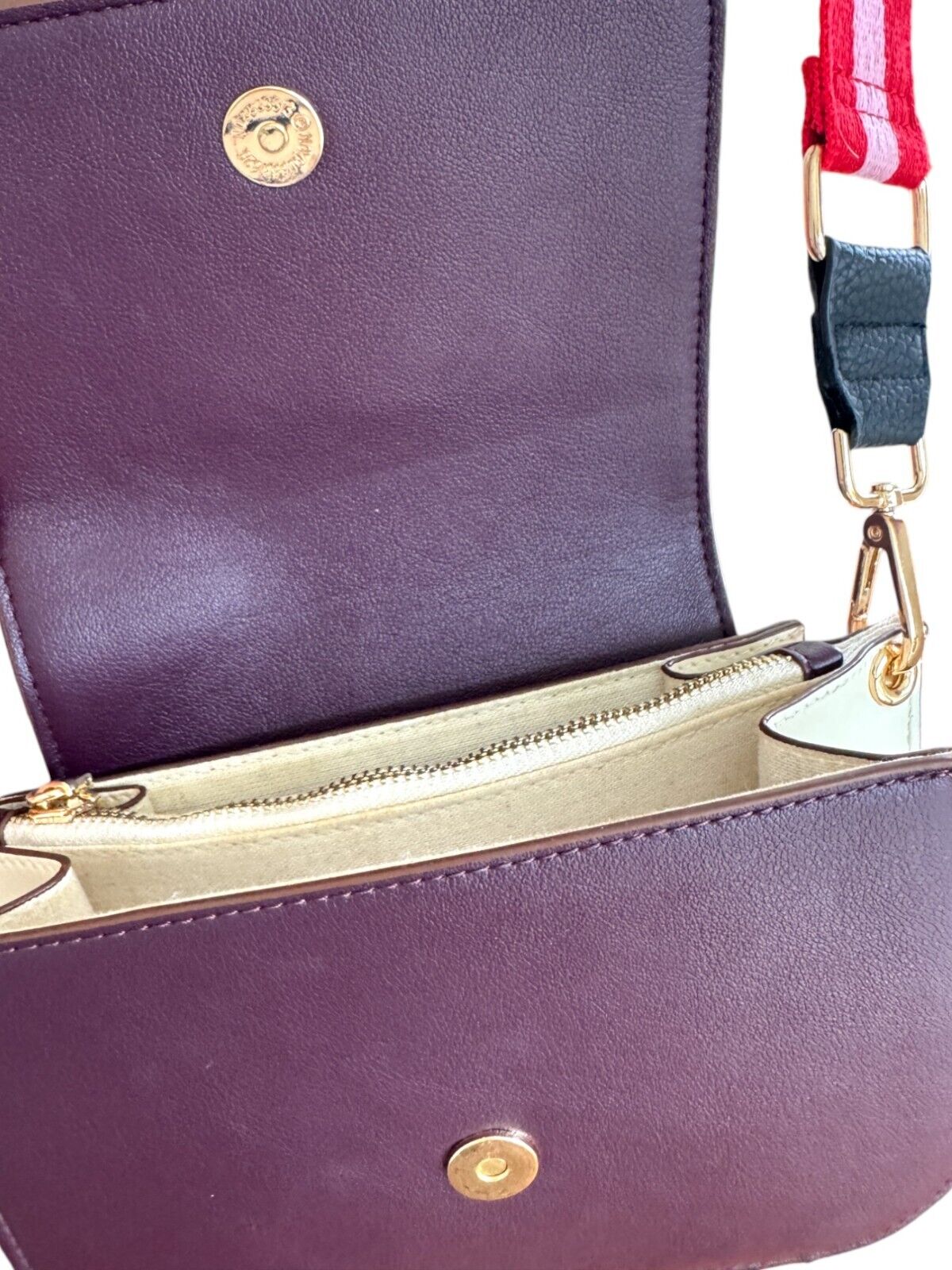 MARCS Colour Block Crossbody Bag | Pink/Burgundy, White, Vegan Leather, 2xStraps