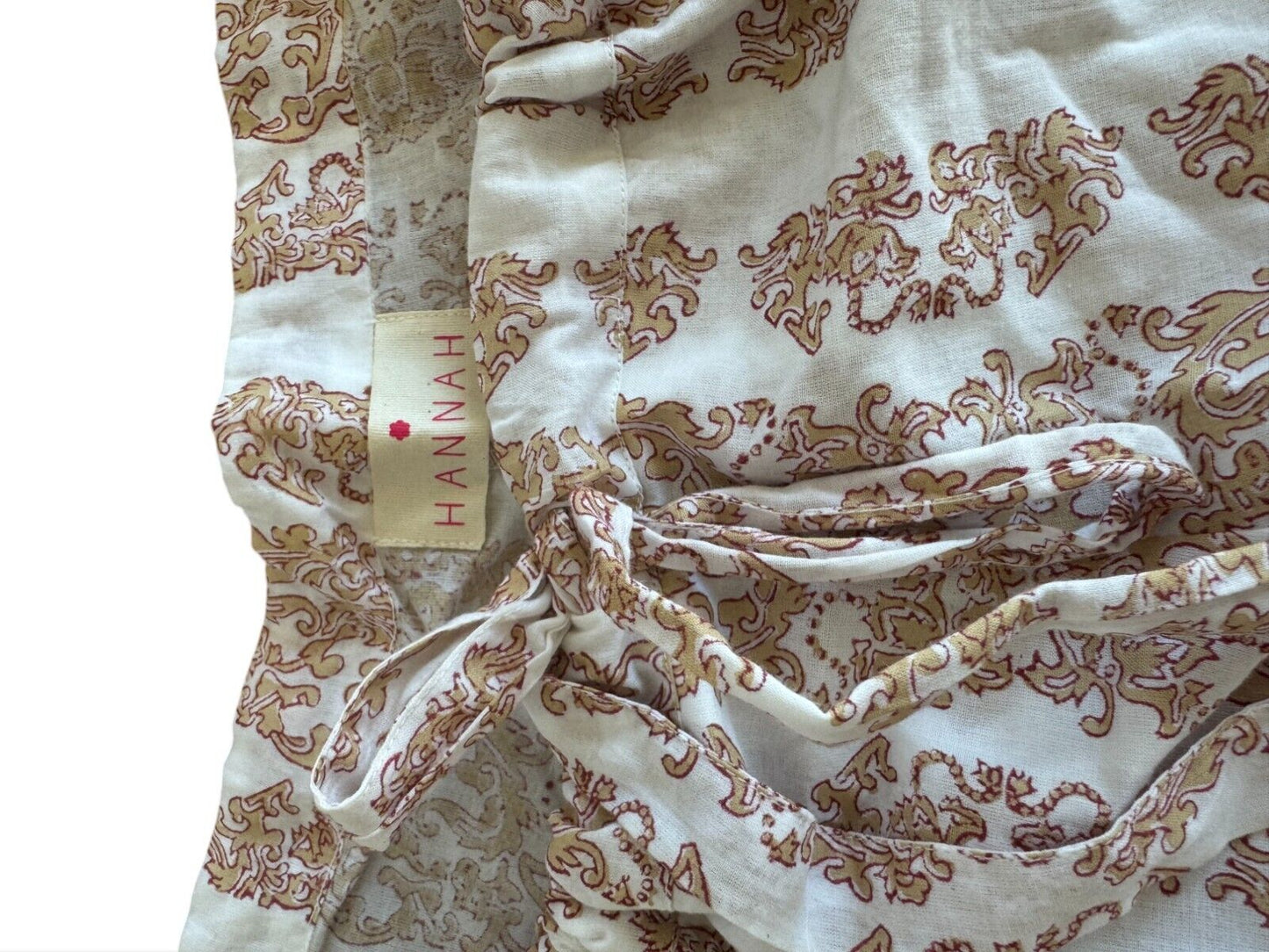 HANNAH Artwear Aster Pants | White Paisley, OS, Drawstring, HAND MADE Cotton