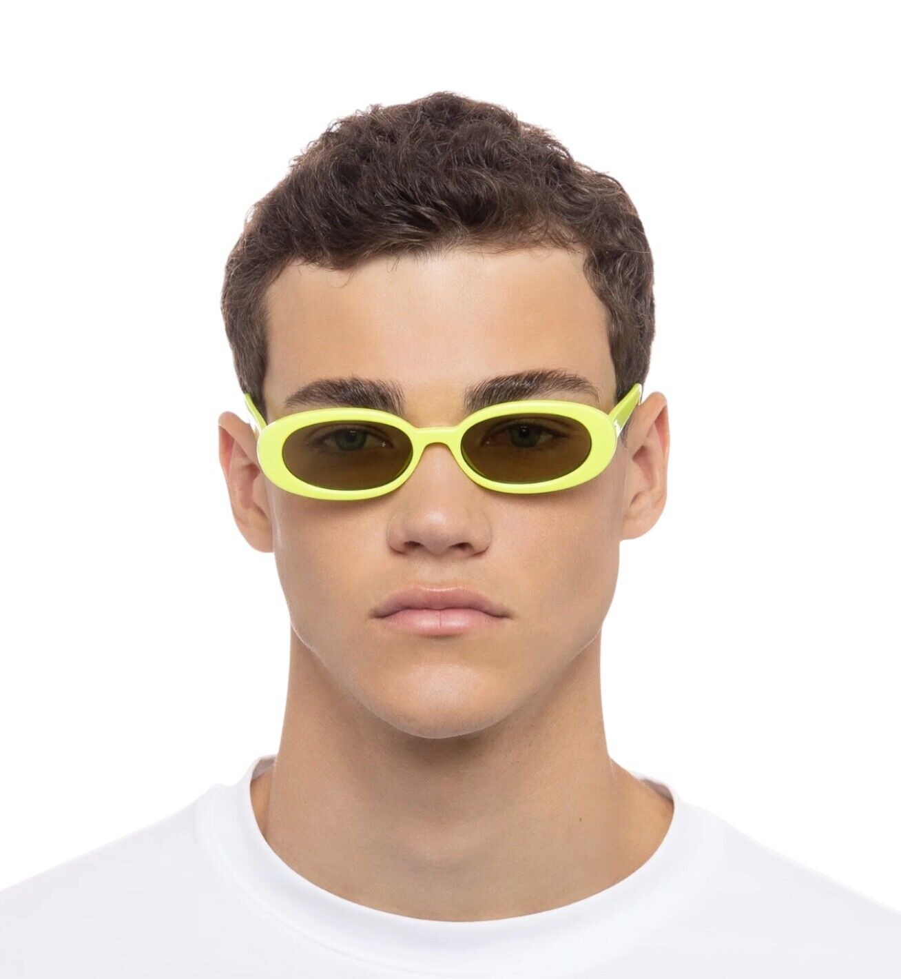Le Specs Outta Love Sunglasses |Neon Yellow/Green, Oval, Small Frame, 90's Style
