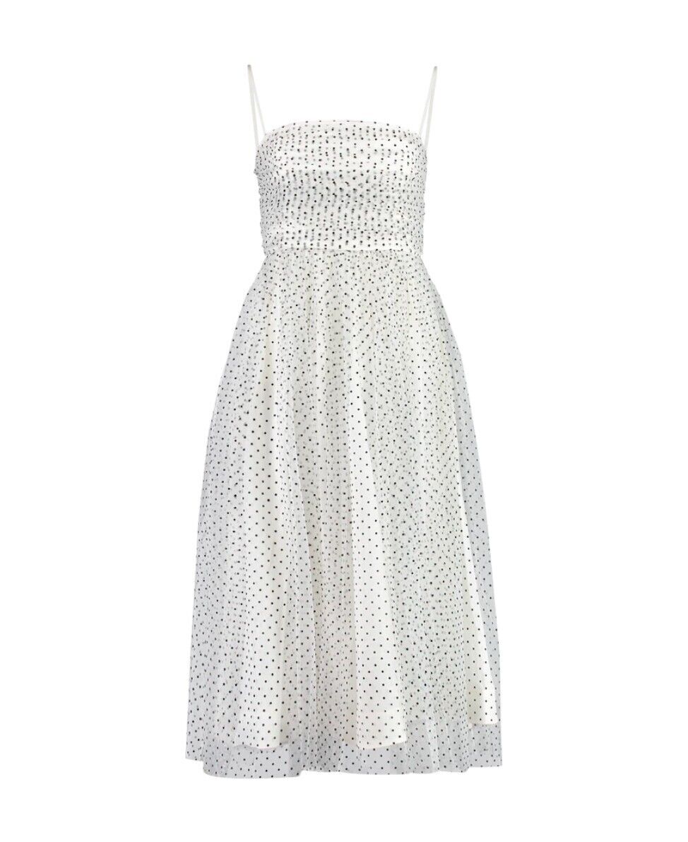Zimmermann Tulle Midi dress | White/Black Polka Dots, Layered, Detachable Straps