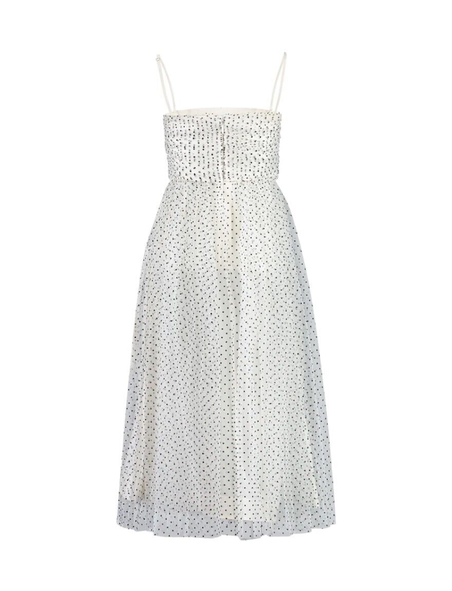 Zimmermann Tulle Midi dress | White/Black Polka Dots, Layered, Detachable Straps