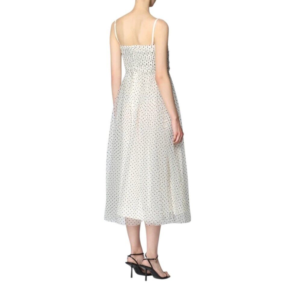 Zimmermann Tulle Midi dress | White/Black Polka Dots, Layered, Detachable Straps