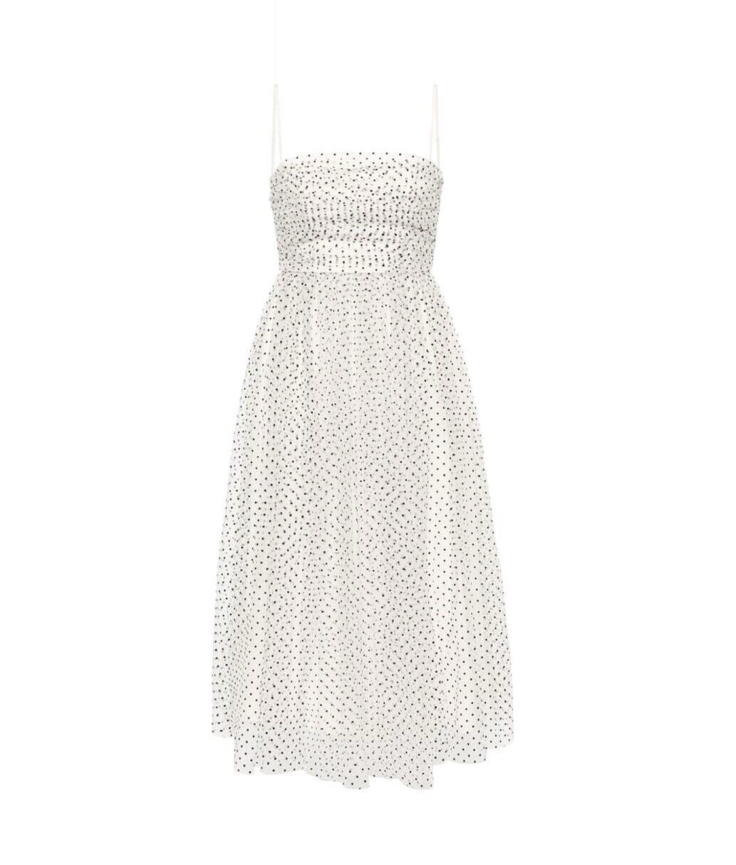 Zimmermann Tulle Midi dress | White/Black Polka Dots, Layered, Detachable Straps