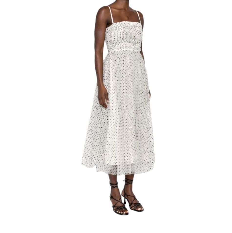 Zimmermann Tulle Midi dress | White/Black Polka Dots, Layered, Detachable Straps