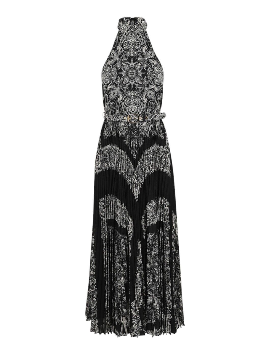 Zimmermann Sunray Picnic Dress | Black / White Paisley, Belt, Pleated, Midi