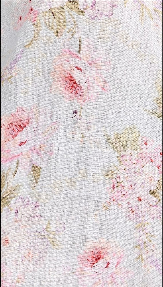 Zimmermann Halliday A Line Maxi Dress |Pastel Floral, Linen, Lace Trim, Backless
