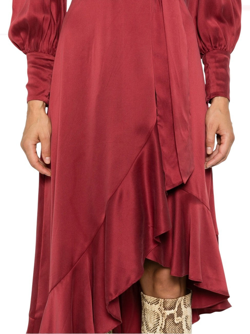 Zimmermann Silk Wrap Midi Dress | Burgundy / Merlot, Asymmetric, Sueded Silk