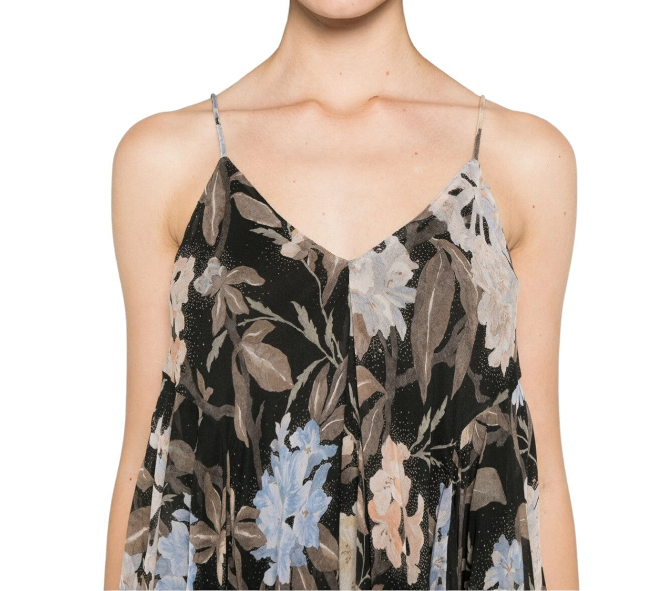 Zimmermann Eden Handkerchief Top | Spaghetti Straps, Black Floral, Camisole