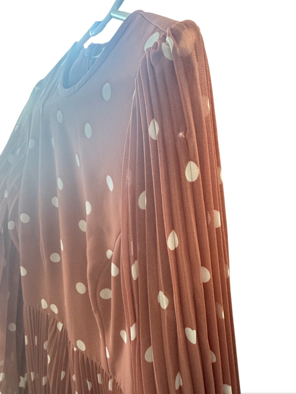 Zimmermann Sunray Long Sleeve Midi Dress | Cream Dot, Puff Sleeve, Leather Belt