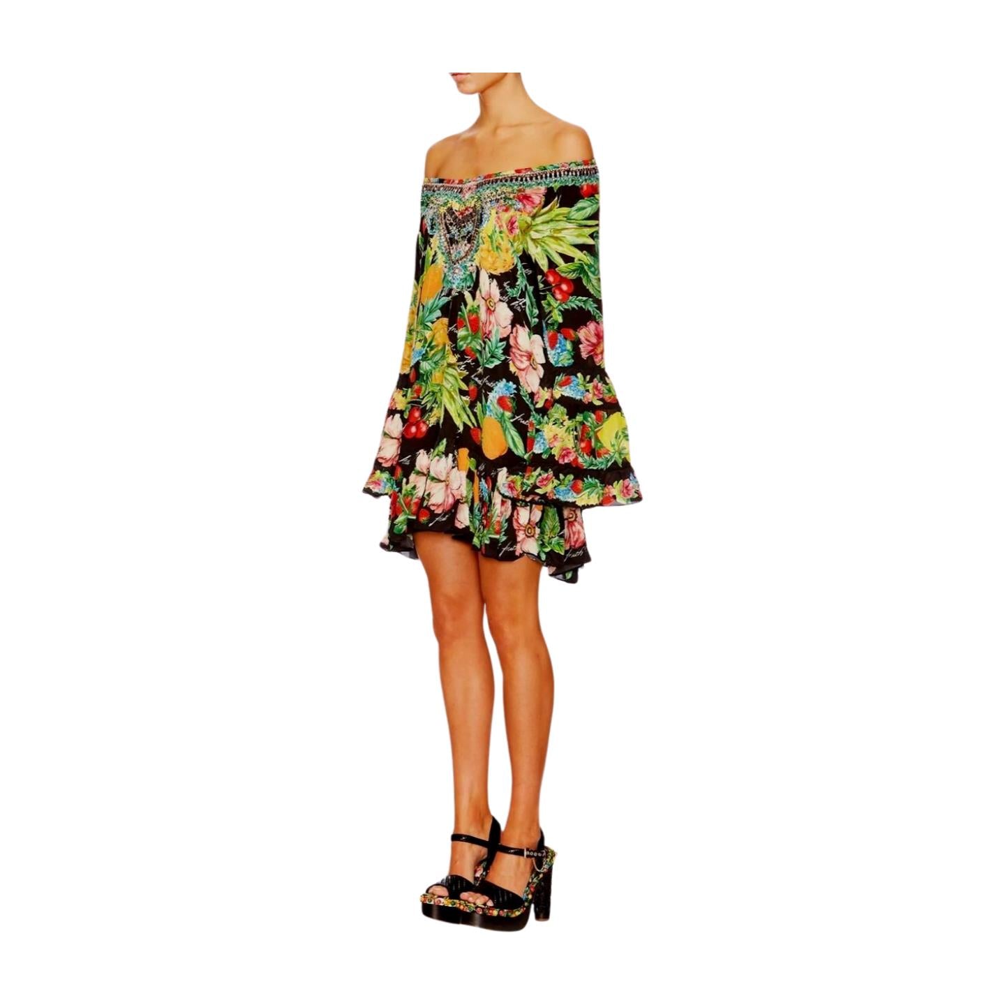 Camilla A Line Frill Dress | Call Me Carmen, Off Shoulder, Flared Sleeves, Black