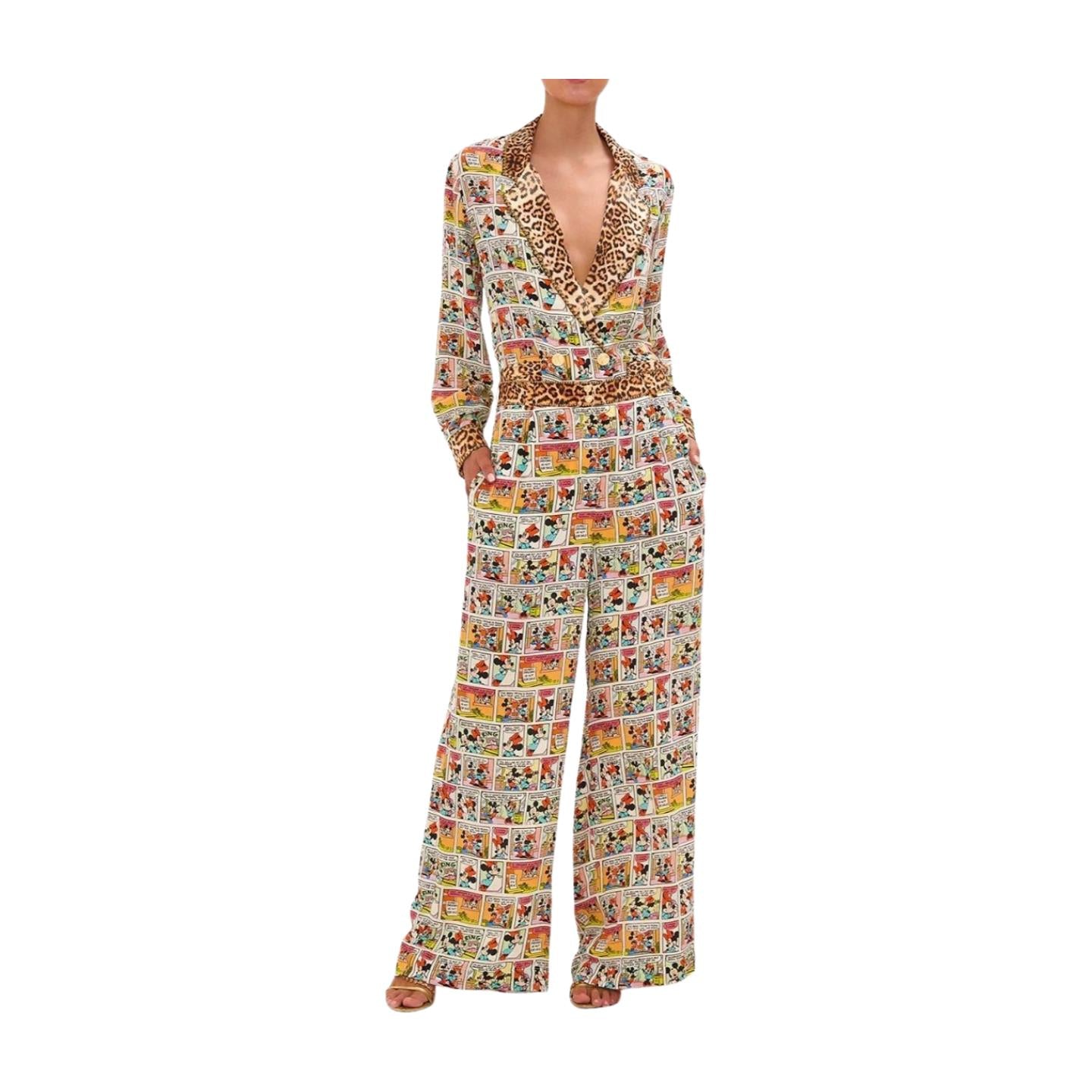 Camilla Wide Leg Waisted pant | Mickey/Minnie Mouse Print, Silk, Leopard Print