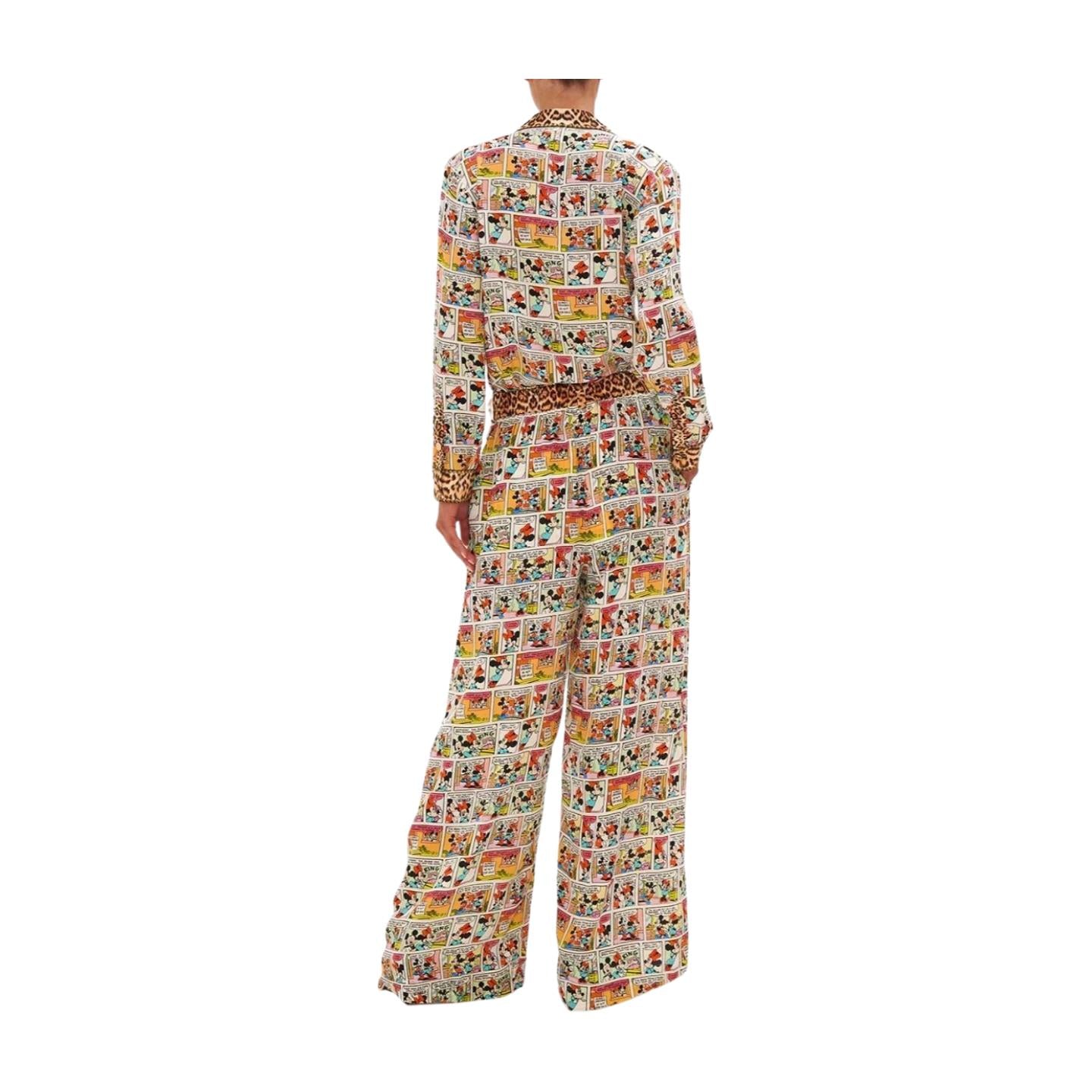 Camilla Wide Leg Waisted pant | Mickey/Minnie Mouse Print, Silk, Leopard Print