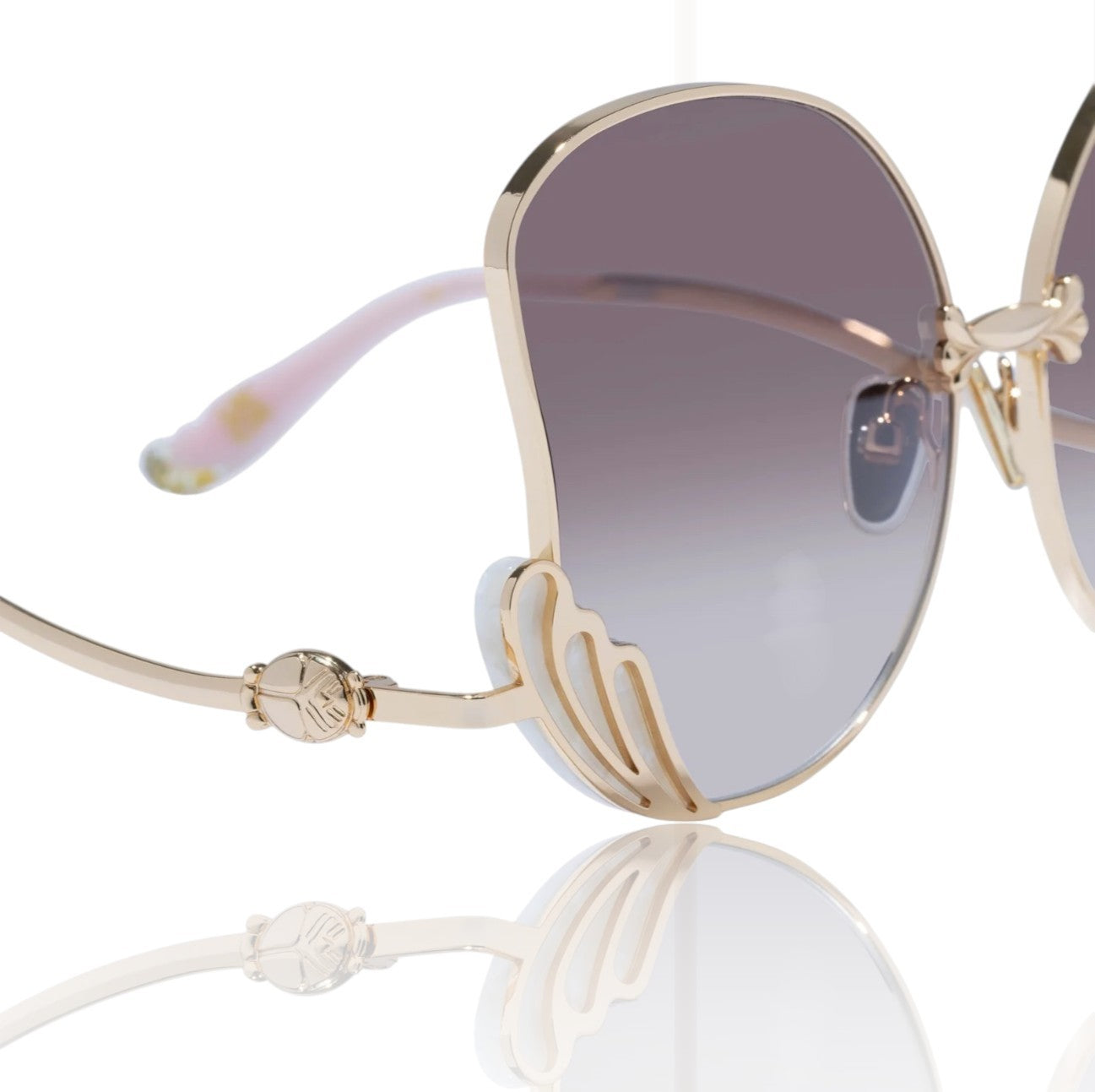 Camilla Goddess Energy Sunglasses | Gold/Ivory Laminate, Butterfly, Oversized