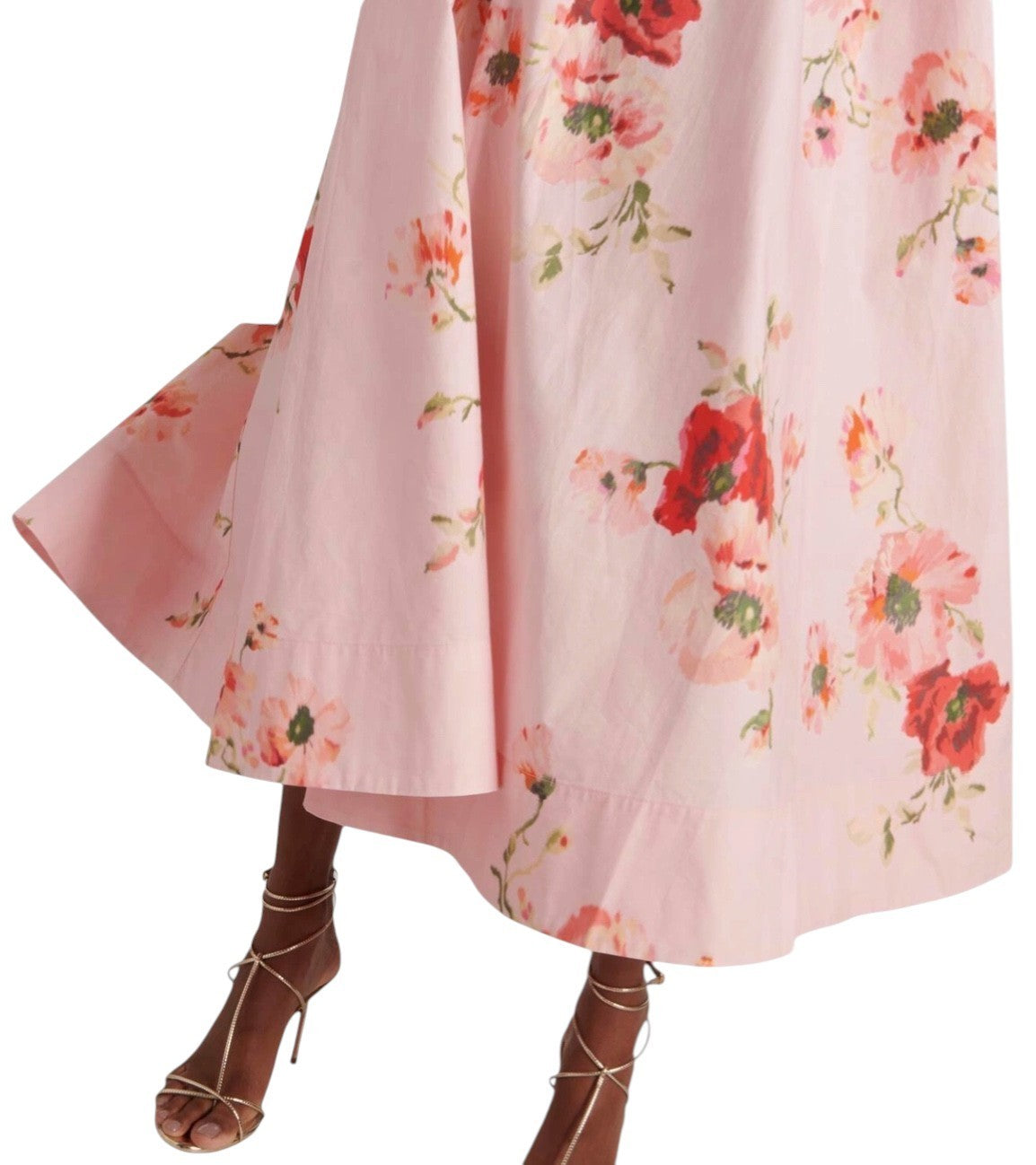 Zimmermann Lightburst Puff Midi Dress | Pink Floral, Relaxed, Poplin Cotton