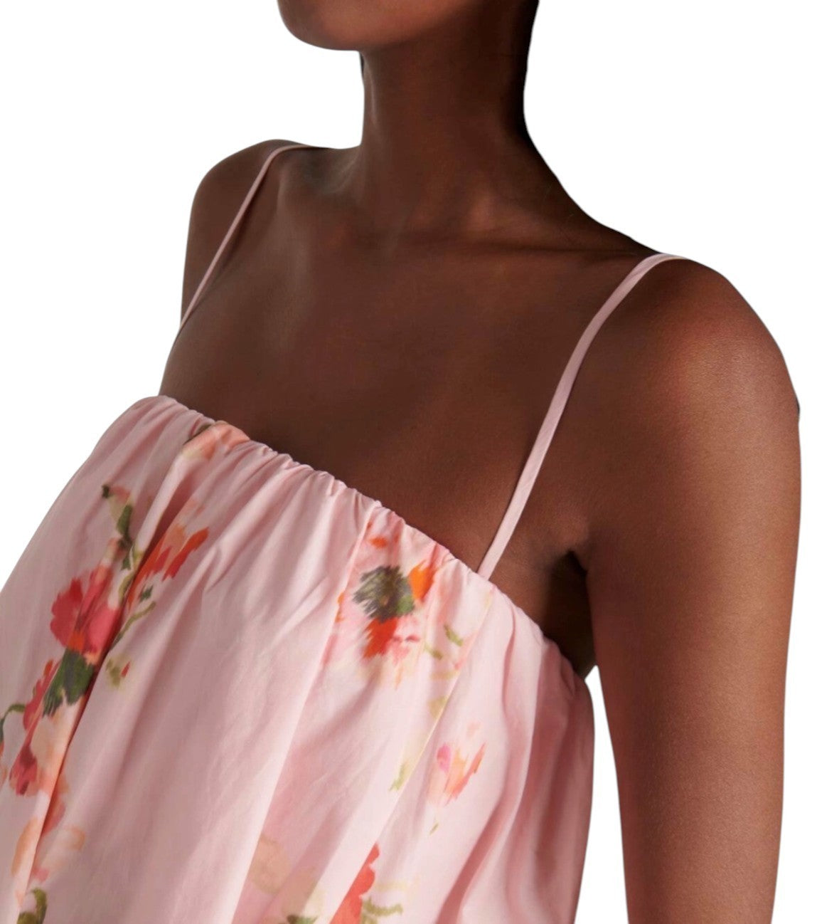 Zimmermann Lightburst Puff Midi Dress | Pink Floral, Relaxed, Poplin Cotton