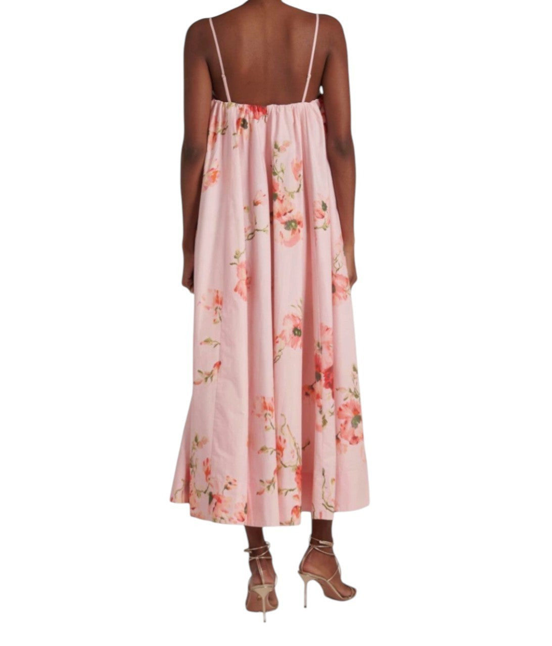 Zimmermann Lightburst Puff Midi Dress | Pink Floral, Relaxed, Poplin Cotton