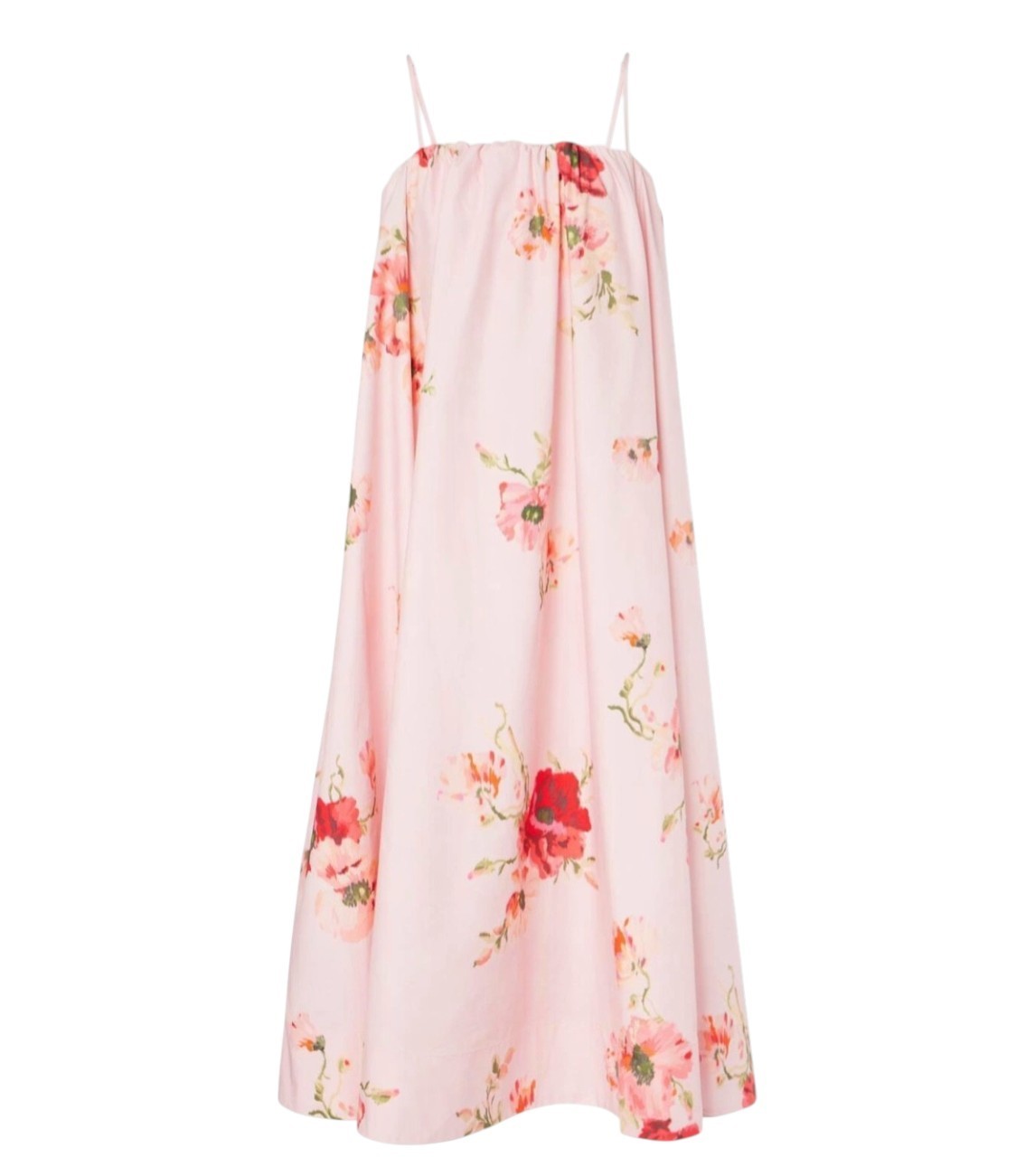 Zimmermann Lightburst Puff Midi Dress | Pink Floral, Relaxed, Poplin Cotton