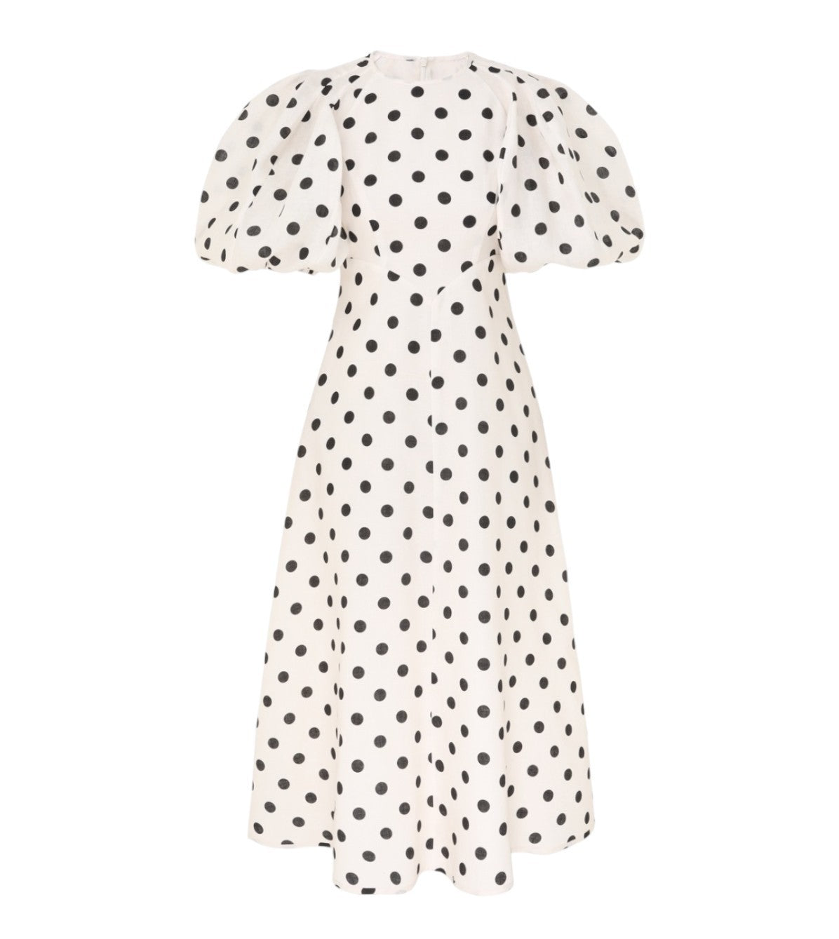 Zimmermann Midi Day Dress | Black/White Polka Dot, Blouson/Puff sleeves, Linen