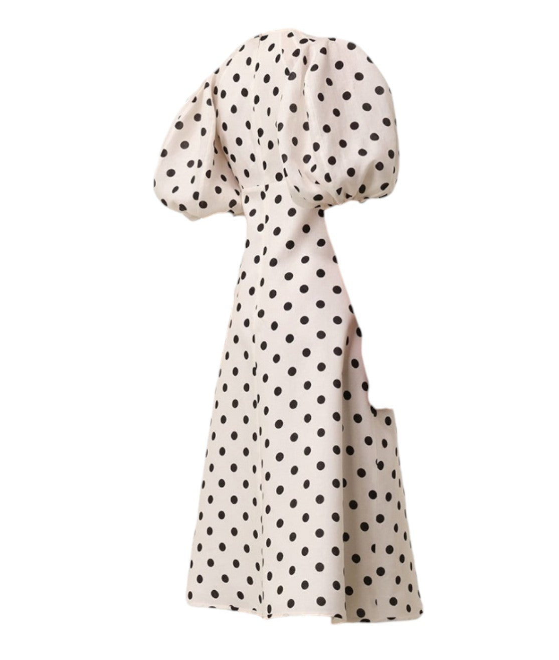 Zimmermann Midi Day Dress | Black/White Polka Dot, Blouson/Puff sleeves, Linen