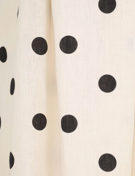 Zimmermann Midi Day Dress | Black/White Polka Dot, Blouson/Puff sleeves, Linen