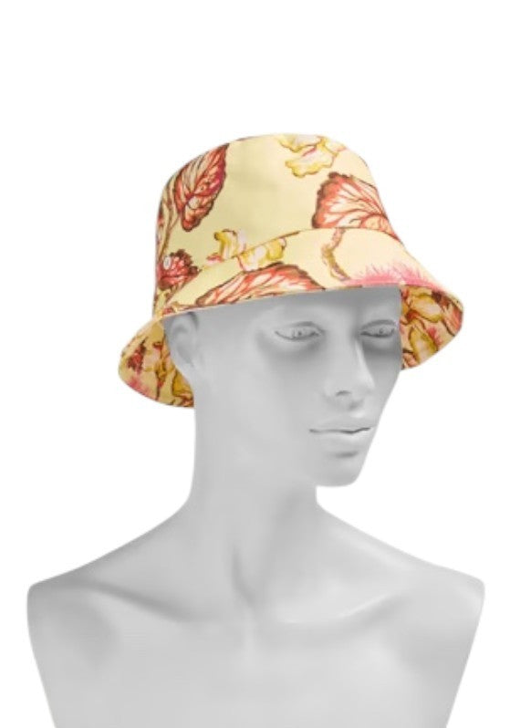 Zimmermann Printed Bucket Hat | Yellow Hibiscus Floral Print, Linen, Summer Hat