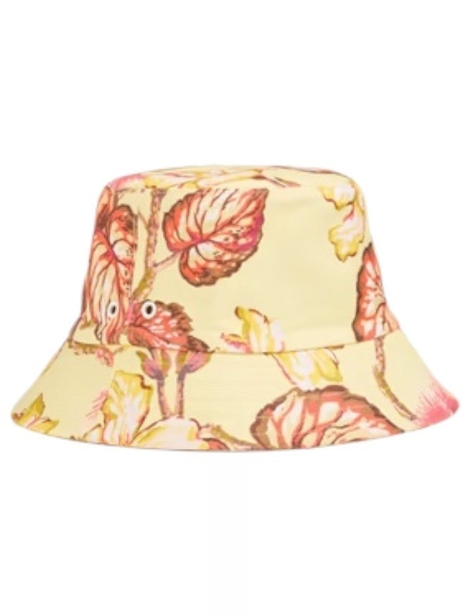 Zimmermann Printed Bucket Hat | Yellow Hibiscus Floral Print, Linen, Summer Hat