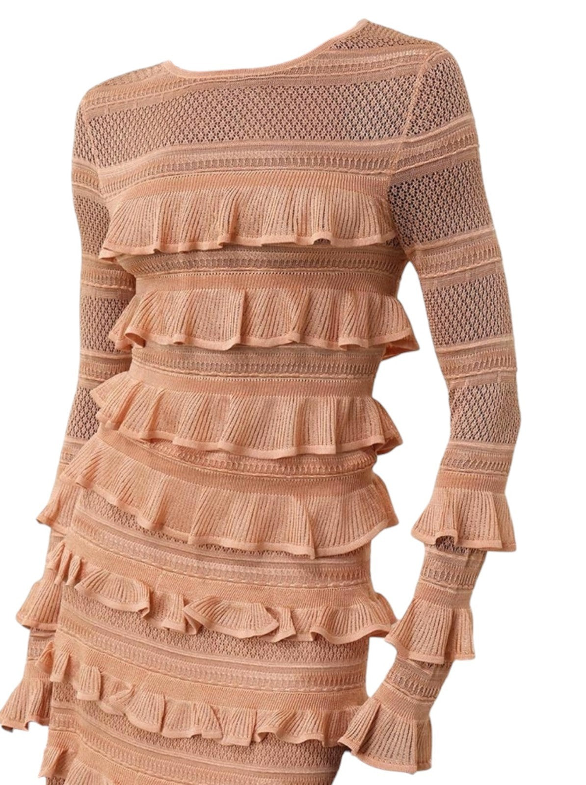 Zimmermann Illustration Frilled Top | Champaigne, Beige, Long Sleeves, Sheer