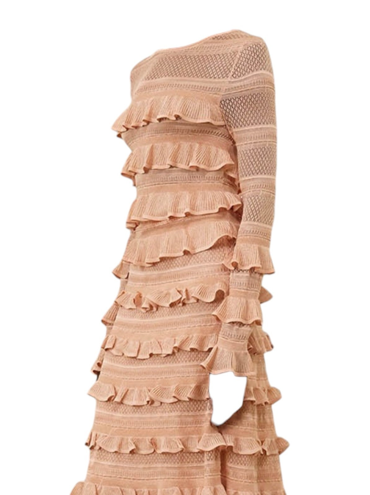 Zimmermann Illustration Frilled Top | Champaigne, Beige, Long Sleeves, Sheer