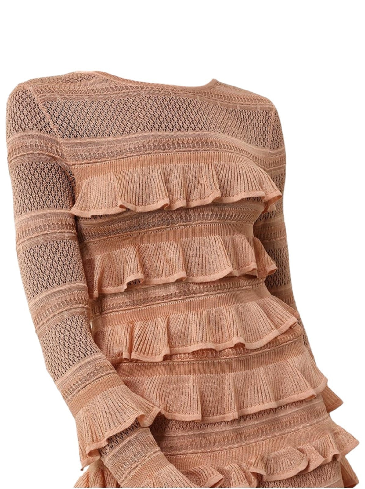 Zimmermann Illustration Frilled Top | Champaigne, Beige, Long Sleeves, Sheer