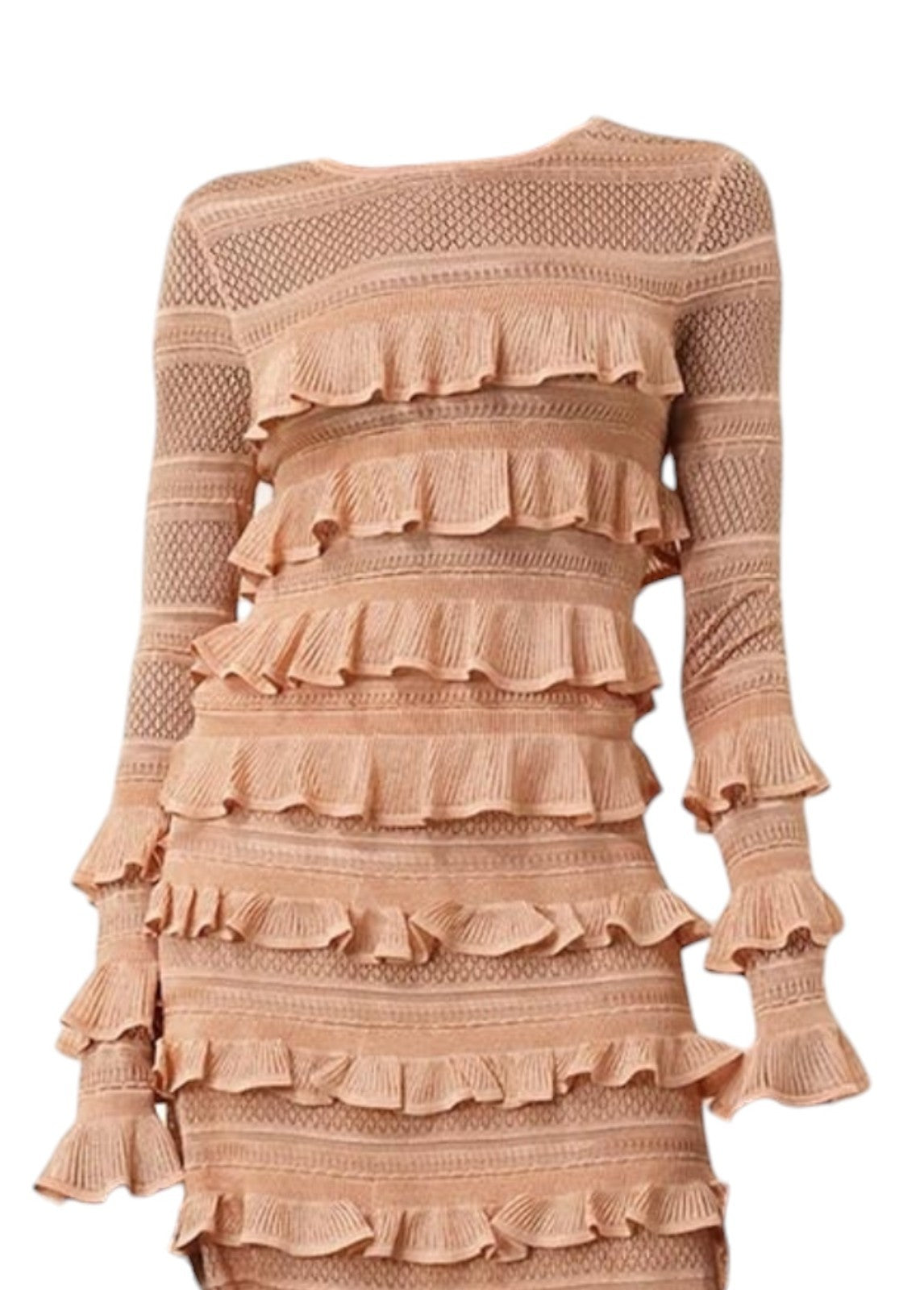 Zimmermann Illustration Frilled Top | Champaigne, Beige, Long Sleeves, Sheer