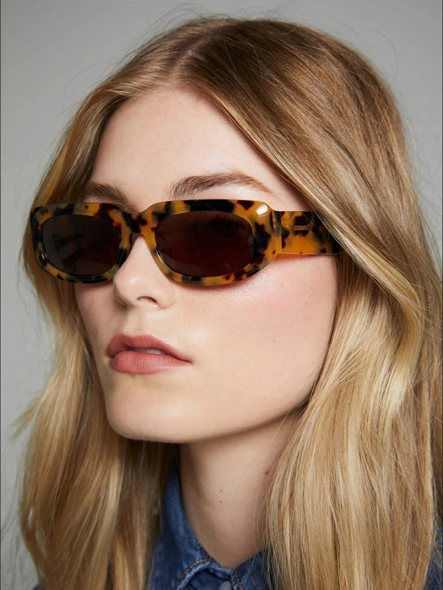 Karen Walker Zahra B Sunglasses | Crazy Tortoise Shell, Brown Lenses, Rectangle