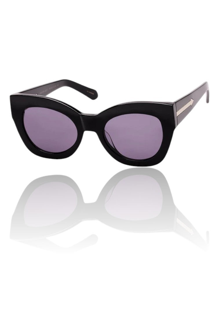 Karen Walker Northern Lights Sunglasses | Black Acetate, Grey Lenses, Cats Eye