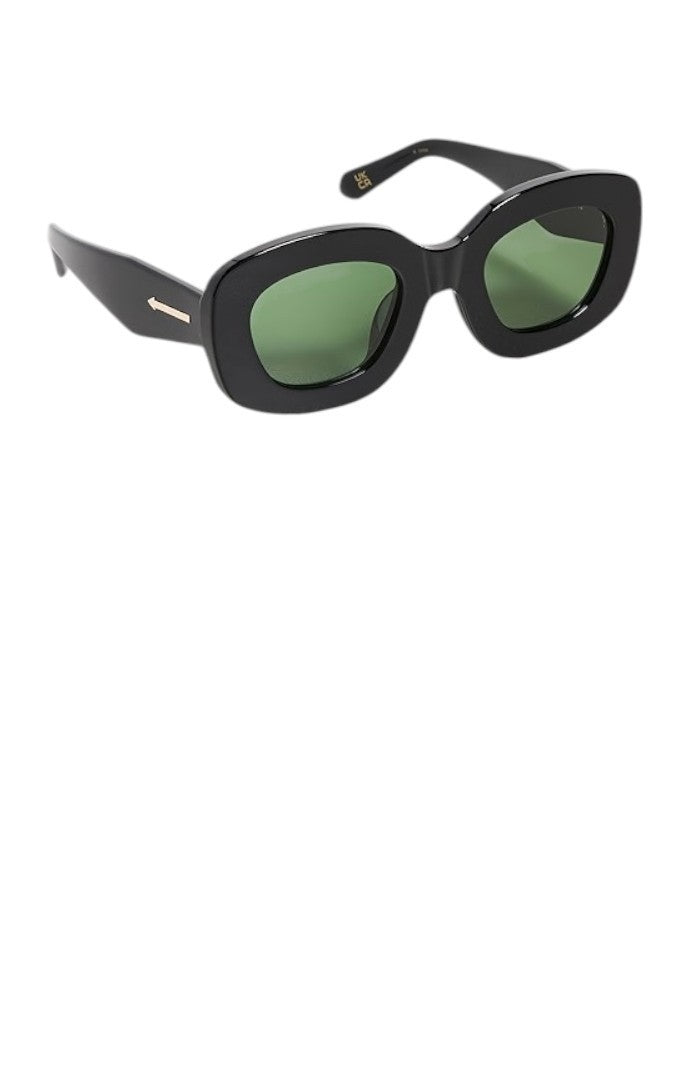 Karen Walker Field Trip Sunglasses | Black Acetate, Oversized, Rectangle, Green